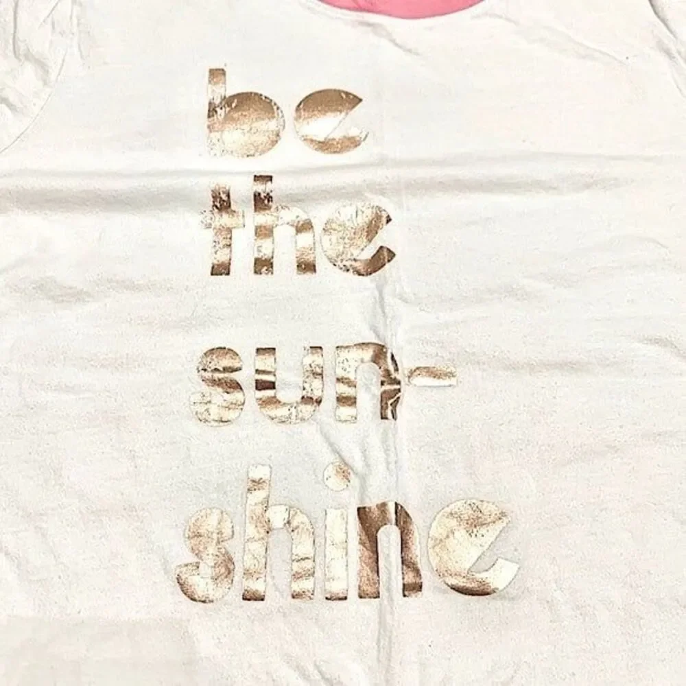 Old Navy Be The Sunshine White Metallic Gold Tee Shirt Plus Size XXL 20